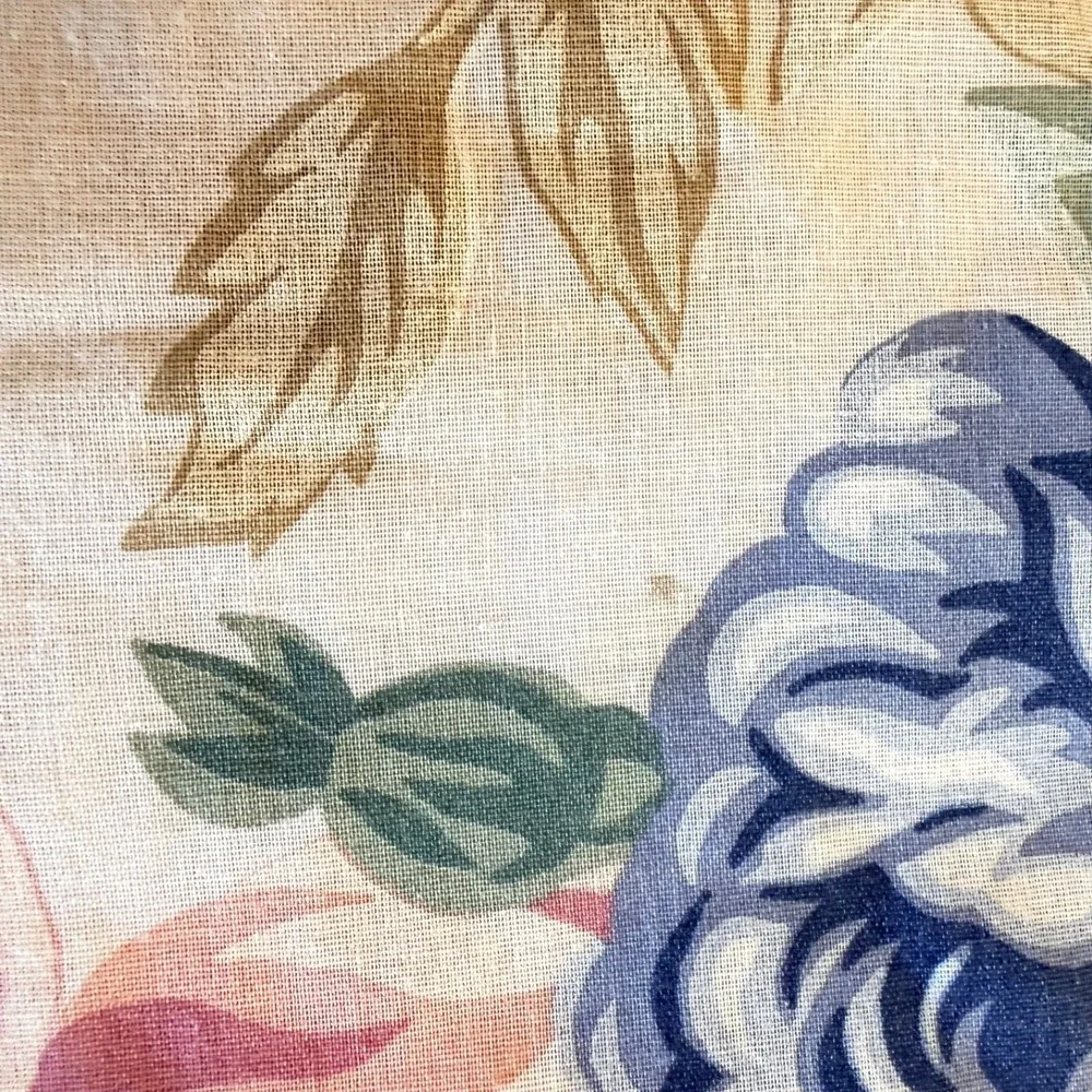 Vtg Royalty Collection Cottagecore Blue Rose Floral Comforter Pink Ribbon Full/Q